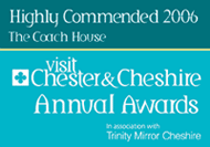 Highly Commended 2006 for the Coach House at Kerridge End. Awarded by Chester & Cheshire Annual Awards in association with Trinity Mirror Cheshire.