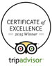 Tripadvisor, Certificate of Excellence 2015/2016/2017